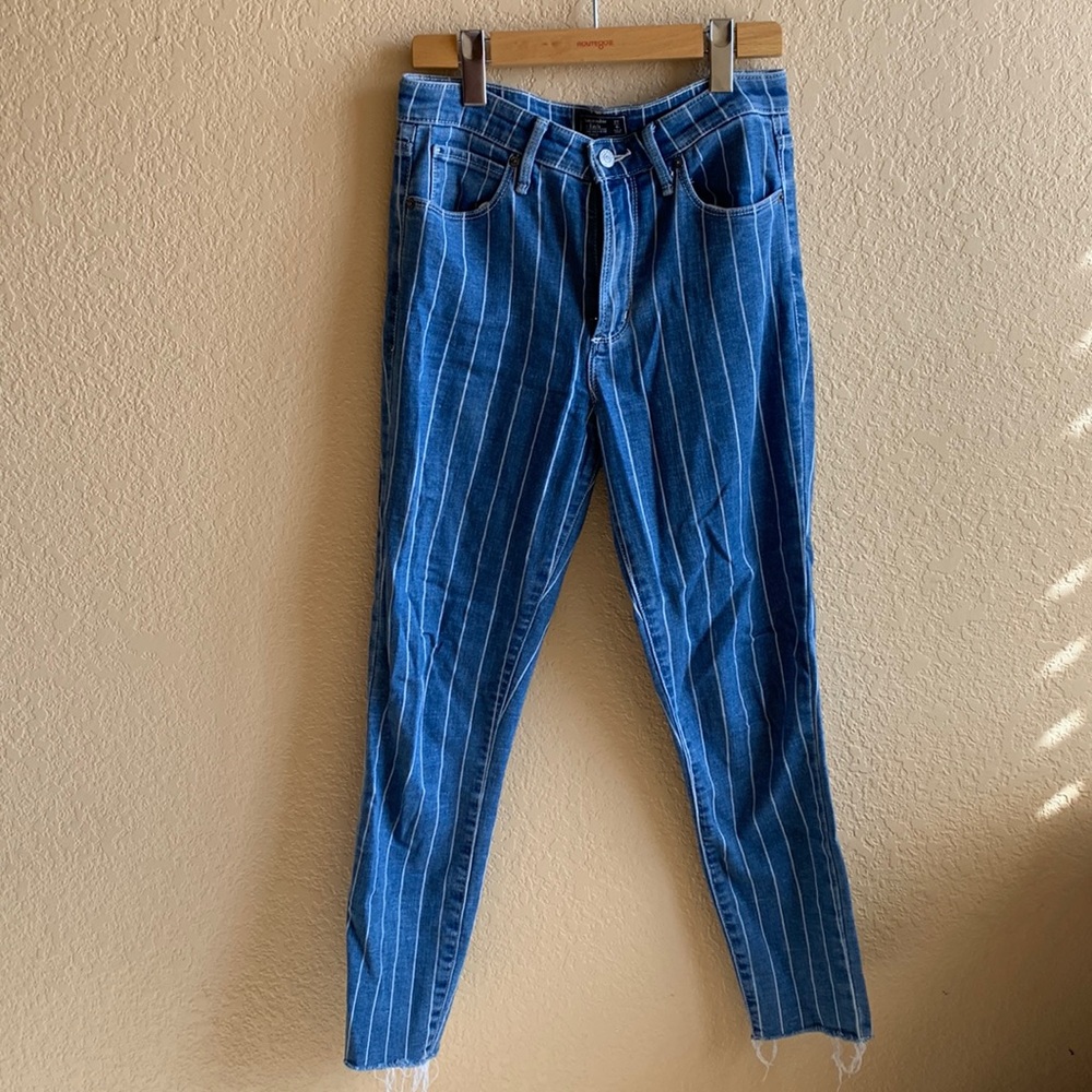 Abercrombie & Fitch, Simone High Rise Ankle Pants, Size 27/4R, Denim, Striped